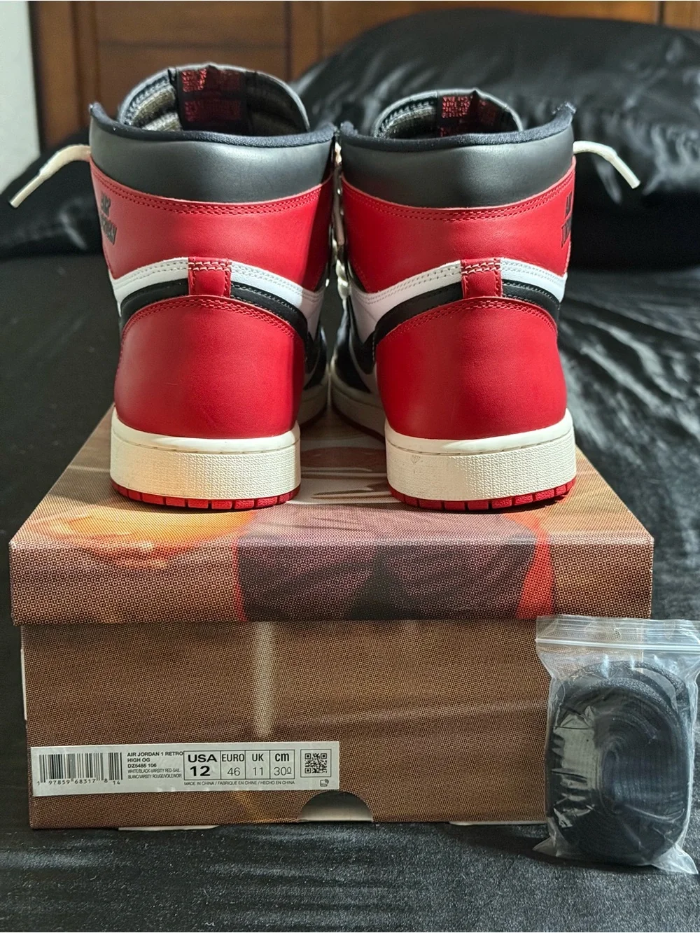 Men's Size 12 - Jordan 1 Retro High OG Black Toe Reimagined